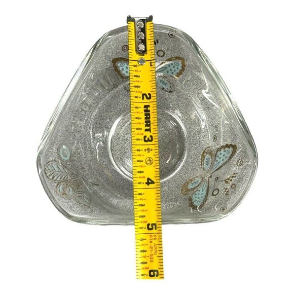 Georges Briard MCM Candy Dish Mid-Century Glass Bowl w/ Butterfly Design Spring - Picture 6 of 8
